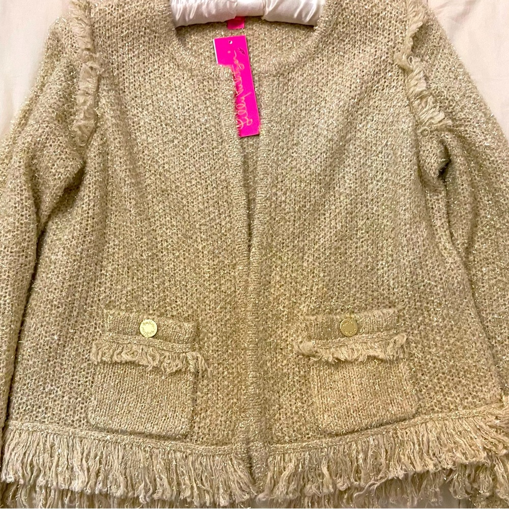 NWT Lilly Pulitzer Gold Metallic Cardigan, M
